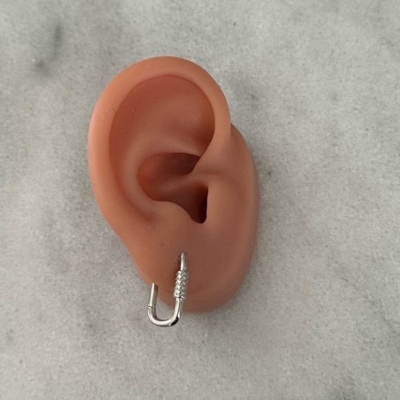 COPY - Sterling Silver Oval Chunky Hoop Earrings Brand New - Picture 2 of 4